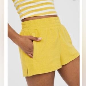 Offline by Aerie Terry Cloth Shorts Bright Yellow Pockets Size XS